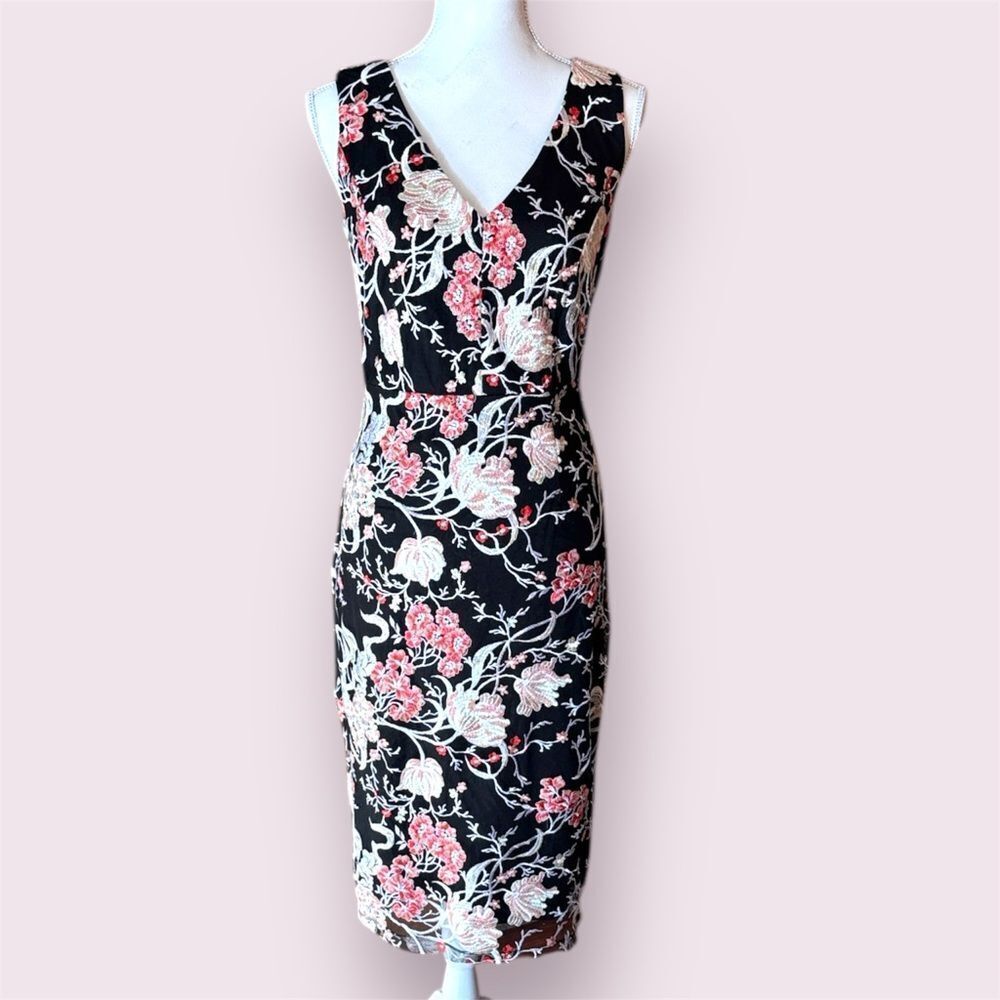 JAX Black Label Fully Embroidered Floral Sleeveless Dress Cocktail Wedding